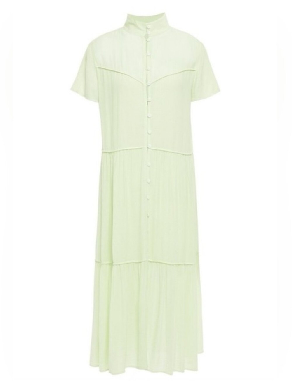 rag & bone Light Libby Tiered Seam Crinkle Dress In Luna Moth Green - Picture 3 of 16